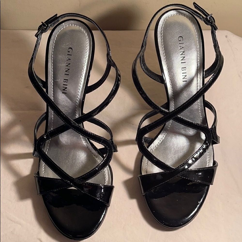 Giani Bini black glossy heels sandals